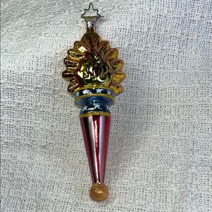 Christopher Radko, liberty light Torch glass Ornament hand, blown hand painted